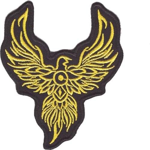 Fashionable 10PCs Iron On Patches Badges Golden Phoenix Firebird Appliques Patches For Clothing Trousers Bags Stickers Sewing Ac
