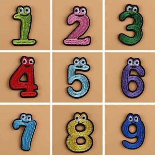 Cartoon Arabic numerals Mixed numbers Embroidered Sew on badge Iron On embroidery Patches For Jacket Clothing Bag Parches