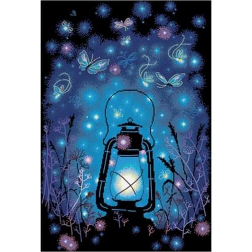 Magic light lantern and fireflies counted 11 14CT Cross Stitch Set DIY Chinese Cross-stitch Kits Embroidery Needlework Home Deco