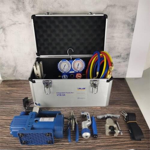 VTB-5A Refrigeration Repair Tool Set With Aluminum alloy box Refrigeration Toolbox Set Flare Device Vacuum Pump