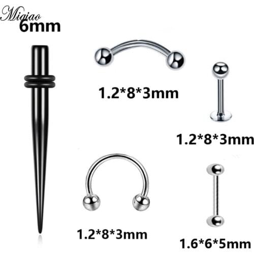 Miqiao 5-piece Set of Piercing Jewelry Acrylic Sharp Cone Ears Stainless Steel Ear Bone Nails Nose Ring Eyebrow Nails