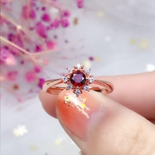 New original design sun flower moissanite opening adjustable ring rose gold shining noble charm women silver jewelry