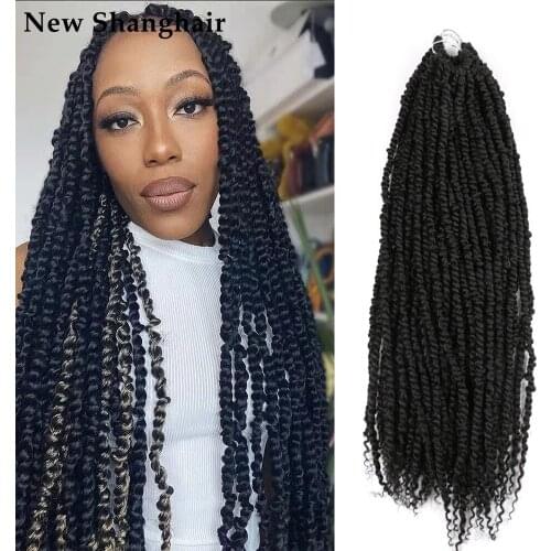 New Shanghair 24 Inch Pre Twisted Passion Twist Hair 16 Strands/PCS Spring Twist Hair Black Brown Ombre Braiding Hair Extensions