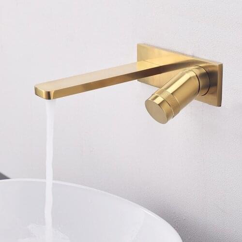 New Basin Faucet Bathroom water Mixer Tap brush gold Concealed Basin Water Sink Mixer crane Wall mounted