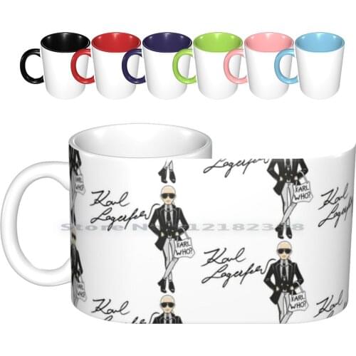 Signature-Édition 2020 Ceramic Mugs Coffee Cups Milk Tea Mug Dessin 2020 Fashion Signature Choupette Blanc Bd Lunettes Creative