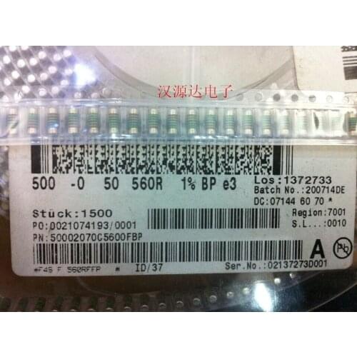 Original new 100% SMD cylindrical color ring resistor 0207 560R 1% 1W 50PPM SMM02070C5600FBP (Inductor)