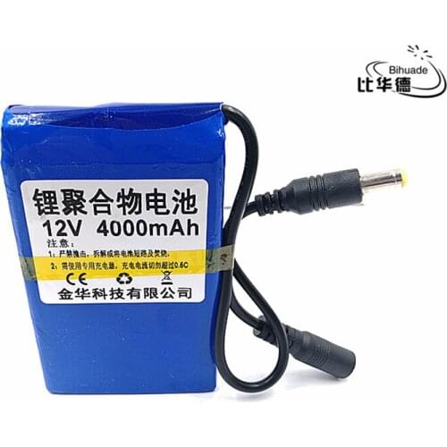 12V 4000mah lithium battery Rechargeable DC battery polymer batteria For monitor motor LED light outdoor spare Battery