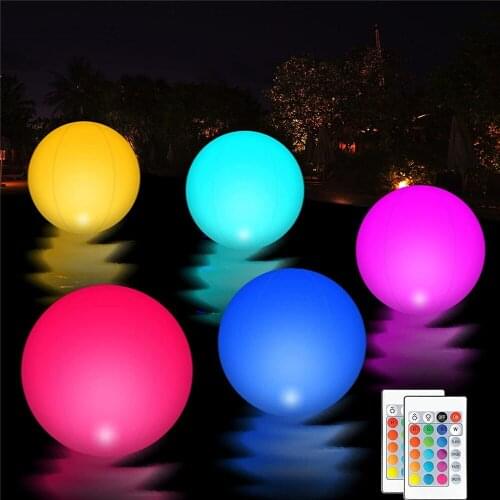 USB Charge Floating Pool Lights 16 Colors Changing Remote Control LED Ball Lights for Beach Garden Patio Decorative Night Light