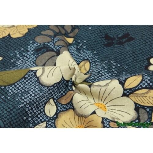 Thick cotton fabric with retro ethnic style printing, handmade DIY cotton clothing fabric