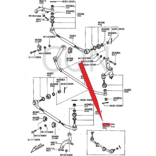 Right tie rod assembly 1972-Toy ota HIL UX inner ball head Left and right ball head pins Steering tie rod assembly