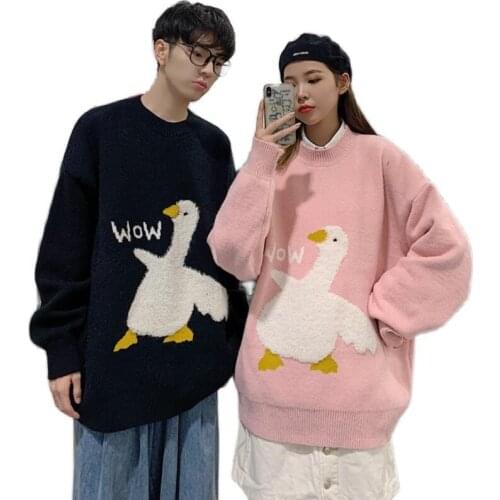 Big White Duck Women Autumn Winter New Korean Loose Pullover Sweater Japanese Harajuku Style Cute Student Sweater Woman Sweaters