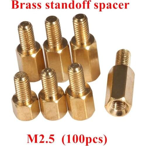 100pcs M2.5 Brass Standoff Spacer Spacing Screws PCB Computer Motherboard Copper Stud Pillars M2.5*5/6/8/10/12/15/20/25/30+6mm