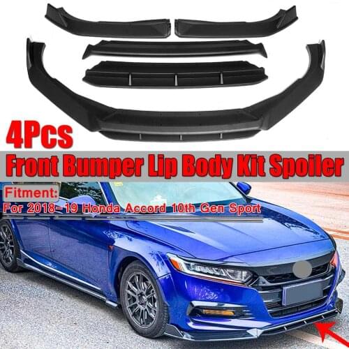 4Piece Car Front Bumper Lip Splitter Body Kit Spoiler Splitter Front Bumper Lip For Honda For Accord 10th 2018 2019 Gen Sport