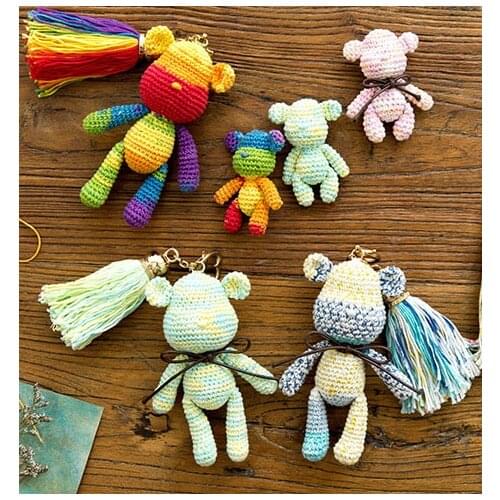 Hand knitted Violent Bear Plush toy animal bear Keyring Cartoon Doll Bear Gifts Handmade Plush bear toys Baby Animal Dolls