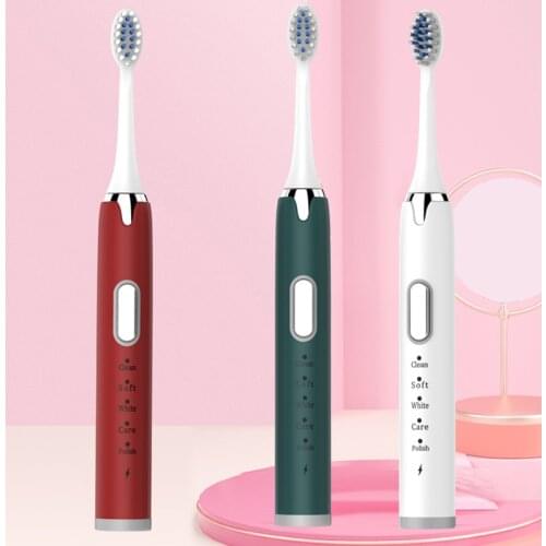Sonic Electric Toothbrush for Adult USB Charger Rechargeable Smart Ultrasonic Couples Tooth Brushes with 6 Replacement Heads