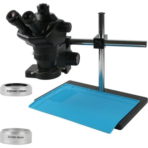 Simul-Focal 4X-100X Trinocular Zoom Stereo Microscope 144 LED Lamp Electronics,Semi-Conductor&chip PCB Solder Repair