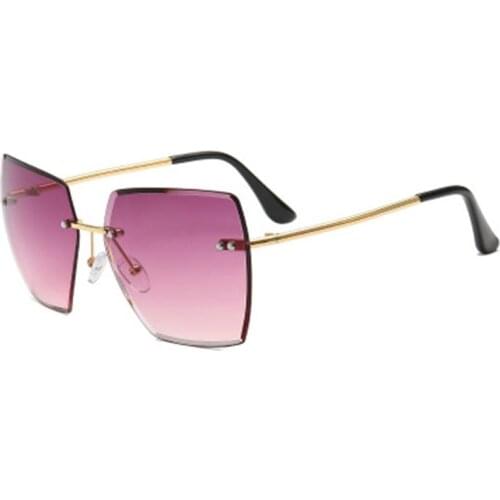 Stylish Fashion Gradient Metal Big Oversized Rimless Square Women Sunglasses 2020