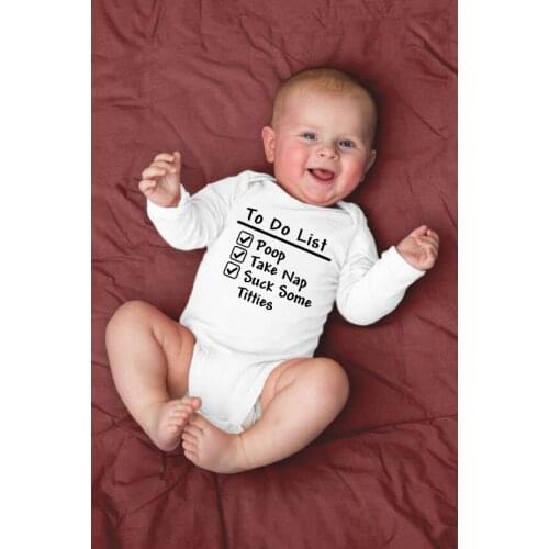 TO DO LIST Newborn Kids BabyJumpsuit Infant Boys Girls Funny Long Sleeve Romper Toddler Babys Cute Fashion Clothes
