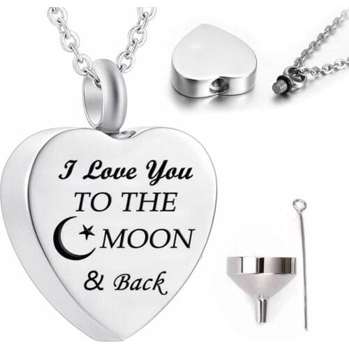 Urn Necklaces for Ashes I Love You to The Moon and Back Cremation Urn Locket Ash Pendant Memorial Jewelry
