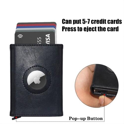 High Quality Genuine Leather For AirTag Wallet Card Protective Case Compatible AirTags Protect Cover Anti-Scratch Anti-Fall Case