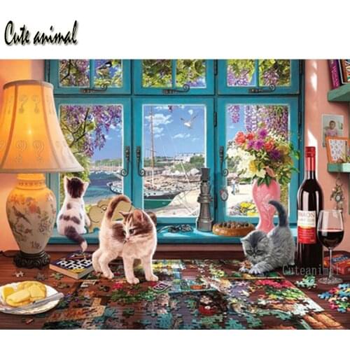 Pet cat restaurant decoration 5D full drill square round diamond embroidery crystal diamond painting diamond mosaic rhinestones