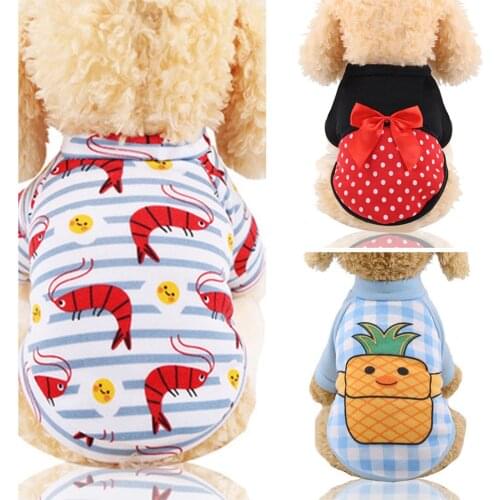 Dog Clothes For Small Dogs Winter Puppy Sweatshirt Sweater Coat Jacket Lattice Stripe Fruits Printing Cotton Clothing Yorkshire