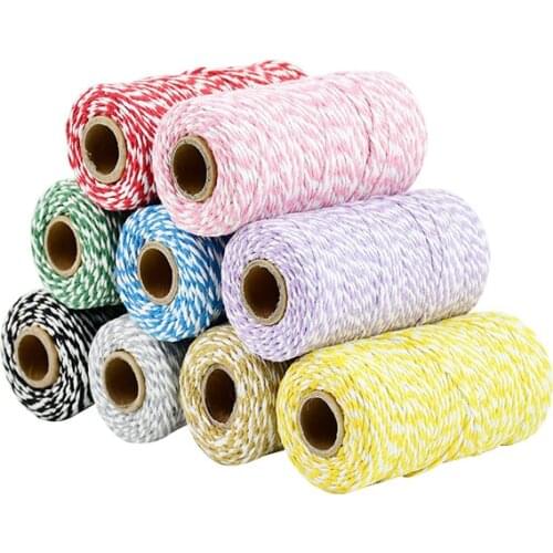 100m/roll 2mm Cotton Cord Rope White Beige Thread Twisted Macrame Cord String DIY Handmade Accessories for Home Textile Supplies