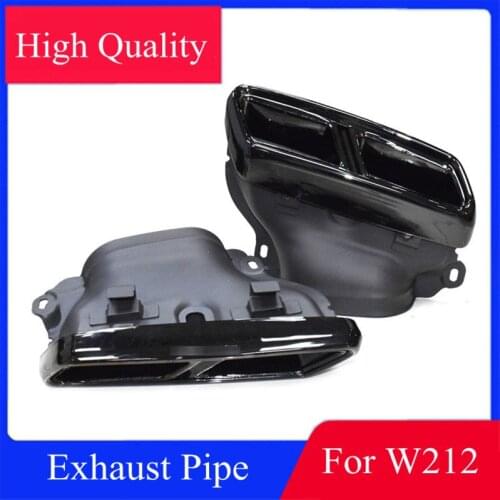 2 PCS W222 Double Nozzle Stainless Steel Exhaust Muffler Pipe Silver Black Tail Tips For BENZ W212 E200 Update E63 AMG 2014-2016