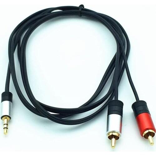 3.5mm Aux to 2RCA Y Splitter Stereo Audio Cable Male Gold Plated High End Metal Shell-Black 0.25m