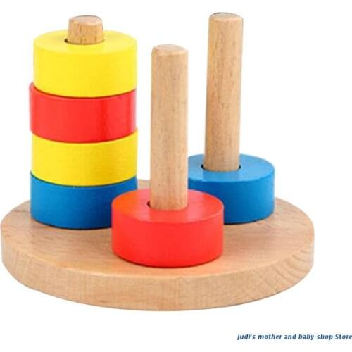 67JC Wooden Sorting Stacking Toys for Toddlers Color Recognition Puzzle Stacker Early Childhood Development Puzzle