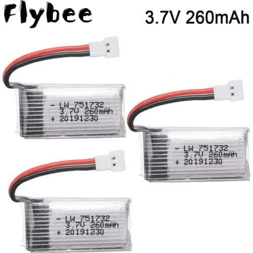 3.7V Drone Battery For RC H48 H8 Mini H8 H22 RC Quadcopter Parts Accessories 3.7V 260mAh Li-PO Battery 751432