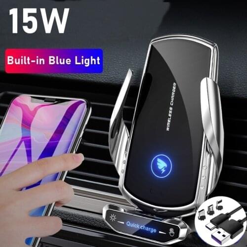 15W Car Wireless Charger Stand For Iphone 12 11 XS XR X 8 Plus In Car Holder Magnetic Charger For Iphone 7 6 Se Samsung S21 S20