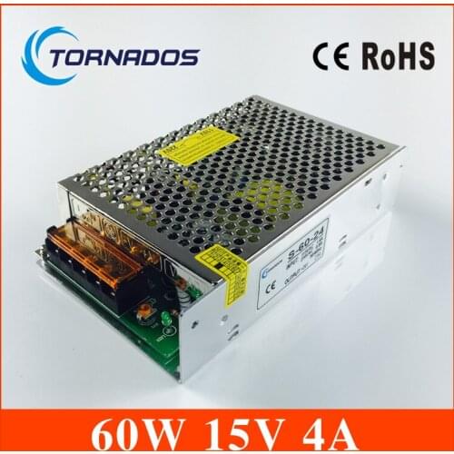 60W 15V power supply 15v 4A power suply 60w 15v led power supply unit ac dc converter for cnc led strip lamp (S-60-15)