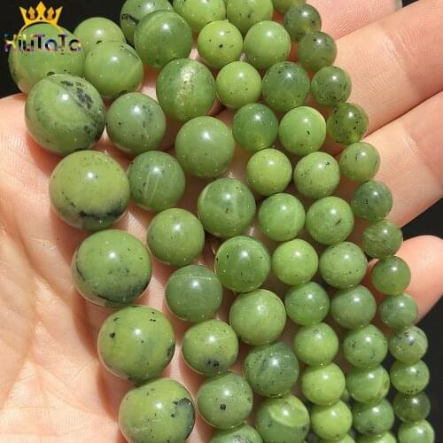 Natural Canada Jades Stone Beads Round Gem Loose Spacer Beads For Jewelry DIY Making Bracelet Accessories 15''Inches 6 8 10 12mm