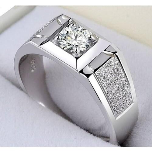 Hot Sale S925 Fashion Classic Mens Ring Geometric Frosted Opening Simulation Diamond Ring Jewelry York Rangers