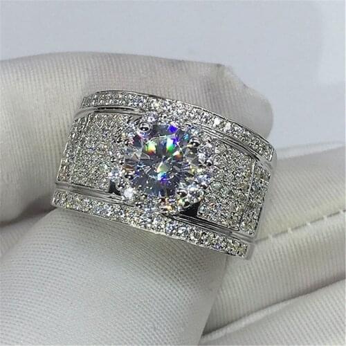 2020 New Bohemian Crystal Large Womens Inlaid Color Rhinestone Fashion Ring Party Accessories Size 7~11