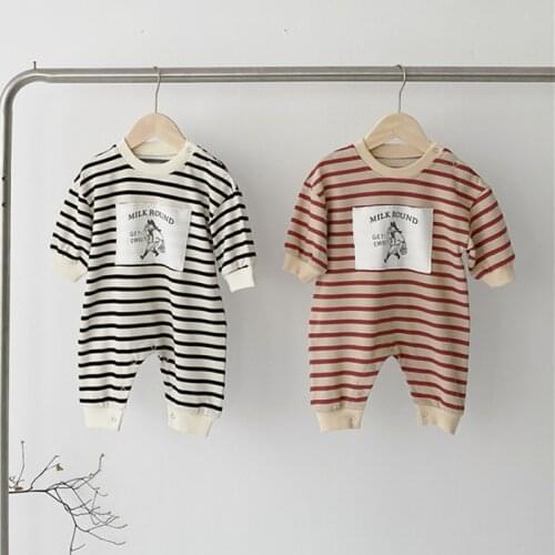 MILANCEL 2021 Baby Clothing Infant Baby Rompers Striped Jumpsuits Cartoon Boys Outfit