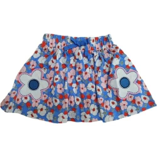 Little Maven New Summer Children Blue Strawberry Floral Printed Girls 2-7yrs Cotton Knitted Casual Beach Elastic Band Skirts