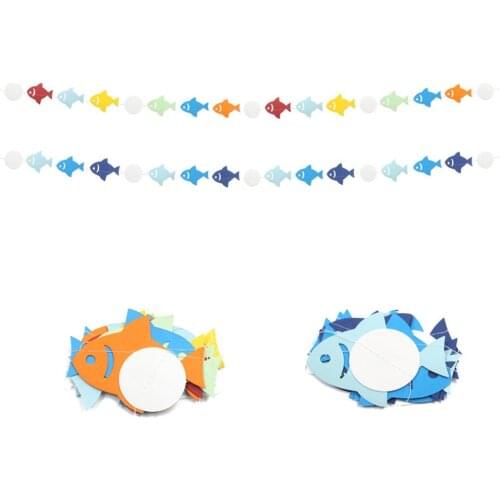 Cartoon Paper Fish Banner Sea Theme Paper Garlands Kindergarten Window Decoration