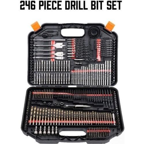 246-Piece Drill Head Set Tool Combination Set Woodworking Flat Drill Bit Twist Drill Cement Drill Tapper