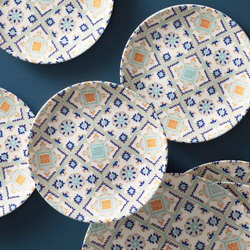 Stylish Blue Design 6 Persons 24 Pieces karaca Turkish Made Durable Dinnerware Set