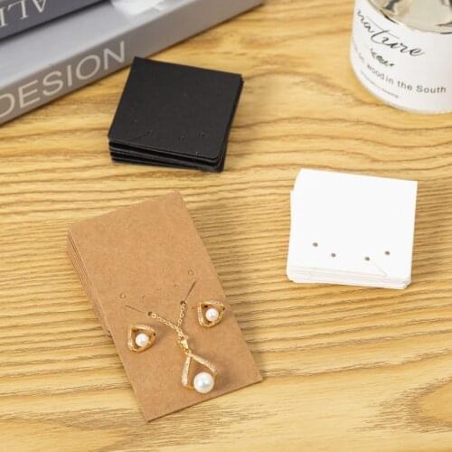 50Pcs 5x5cm White Black Earring Necklace Set Pocket Paper Jewelry Cards For Display Hold DIY Accessories Wholesale