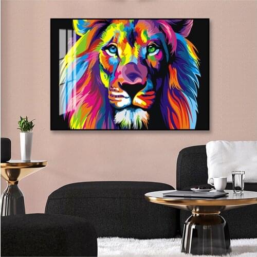 Wall Paintings Cuadros Pictures For Living Room Decor Watercolor Lion Pop Art Posters And Prints Abstract Animals Canvas Art