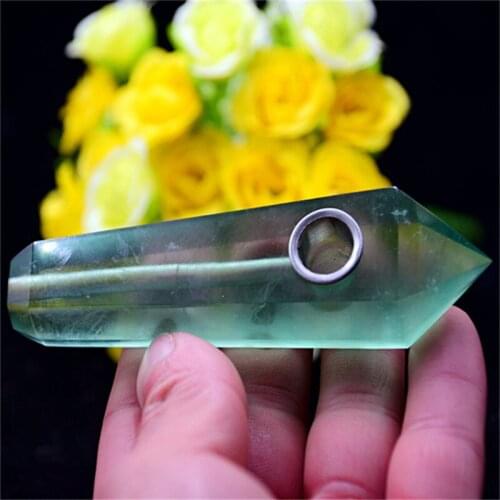 Natural hand carved smoking pipes green fluorite crystals healing stones for Folk Crafts