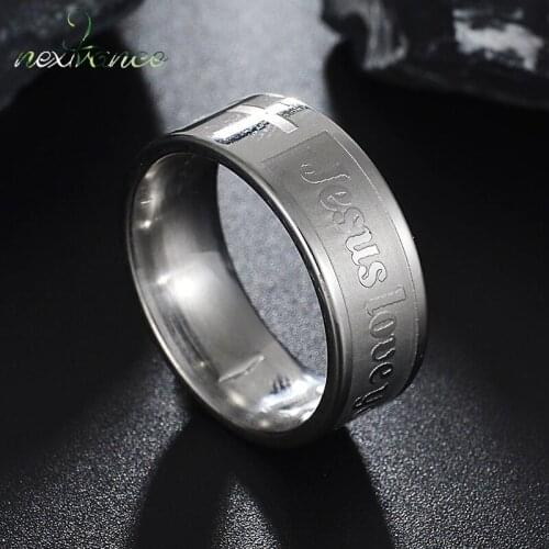 Nextvance Tungsten Jesus Love You Cross Rings Religious Corrosion Letter Amulet Ring For Christian Gift Unisex Jewelry Bague