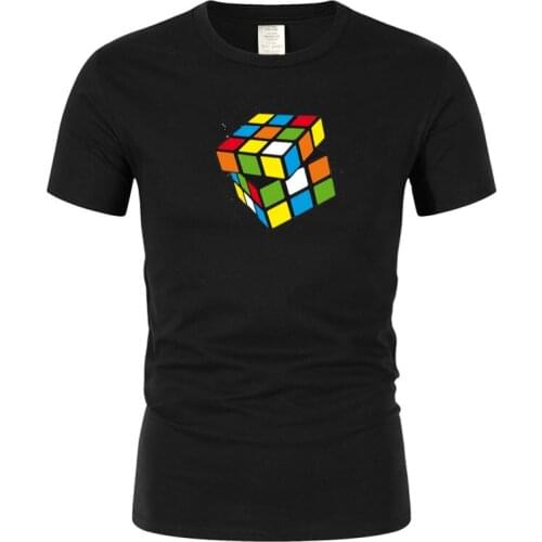 New mens high quality Rubiks cube T-shirt casual T-shirt mens 100% cotton short sleeve o-neck plus high quality T-shirt