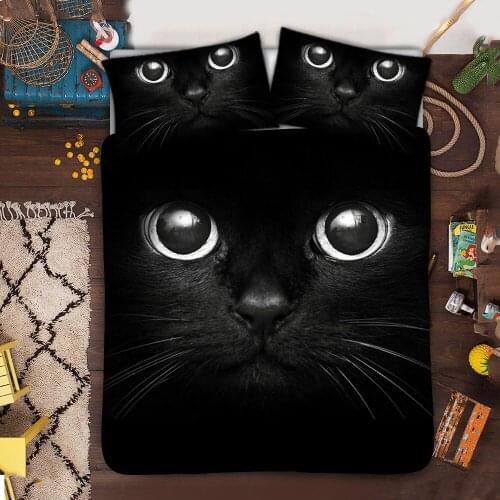The New Black Cat Print 3Pcs/ Classic Christmas Decoration Bedroom Bed Duvet Cover And Pillowcase Bedspread Bedding Cover/Sheet