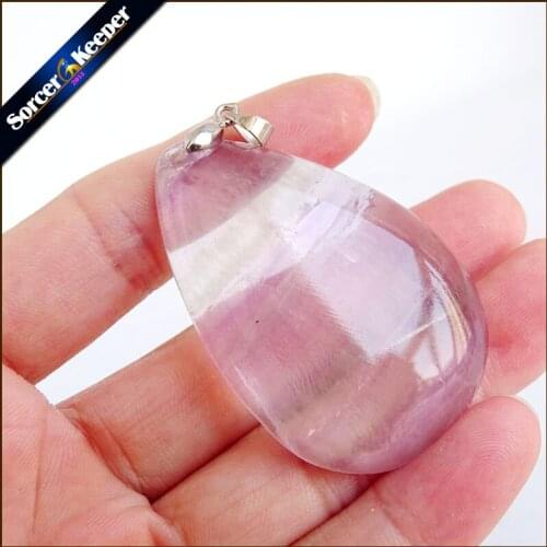 Wholesale Real 100% Natural Rainbow Fluorite Crystal Polished Mineral Specimen Polished Reiki Healing Pendant Necklace QS344