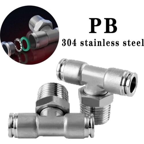 PB 304 stainless steel pneumatic quick coupling 4-16mm 1/8" 1/4" 3/8" 1/2" BSP hose connector air connector male thread