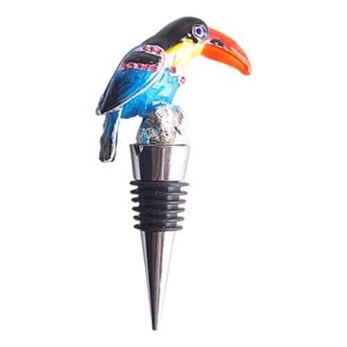 High quality stainless steel color diamond high-grade red wine stopper modeling parrot bird red wine decorative wine stopper